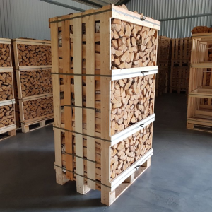 Kiln dried birch firewood in 1,8 RM wooden crates - Team Timber GmbH
